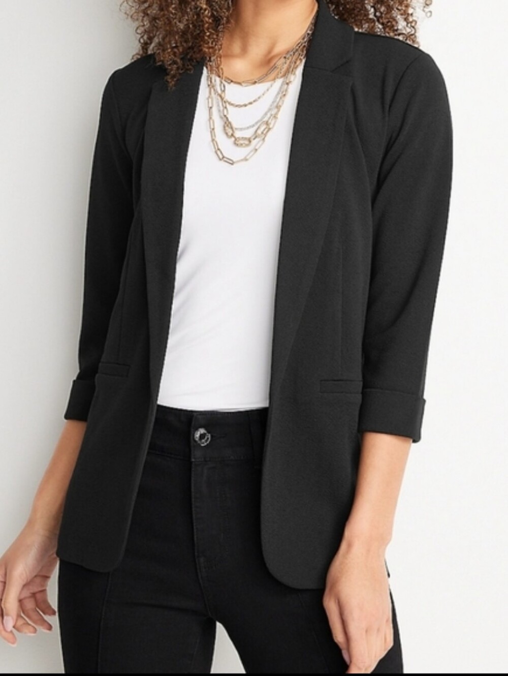 Black Women's Open-Front Blazer Jacket,L,Nwt